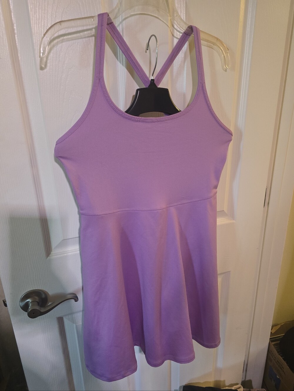 Zella Lavender Athleisure Crossback Mini Dress With Shorts